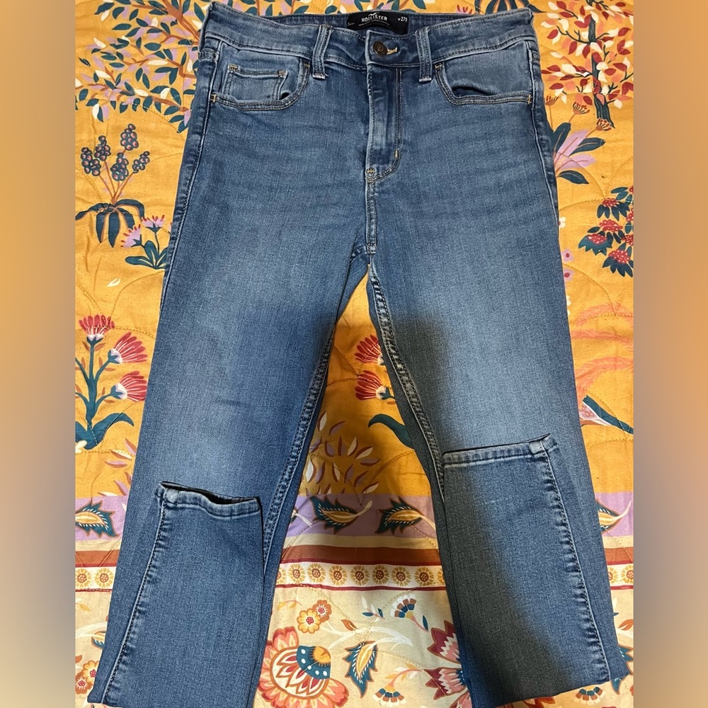 Hollister Women's Straight Leg Jeans in Blue